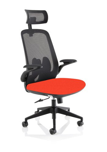 Sigma Exec Mesh Chair FoldArms Orange