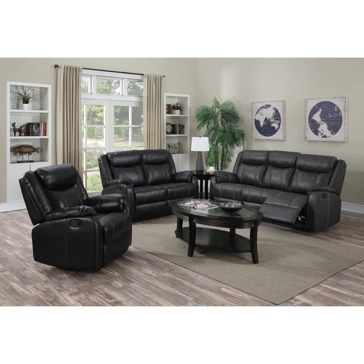 Leeds Recliner LeatherLux & PU 2 Seater Espresso