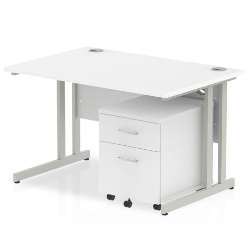 Impulse 1200x800 Desk WH SL 2 Drw Ped