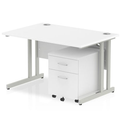 Impulse 1200x800 Desk WH SL 2 Drw Ped