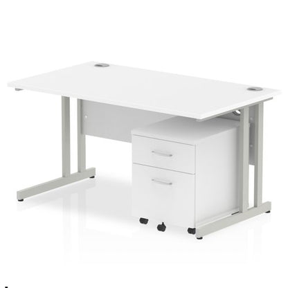 Impulse 1400x800 Desk WH SL 2 Drw Ped