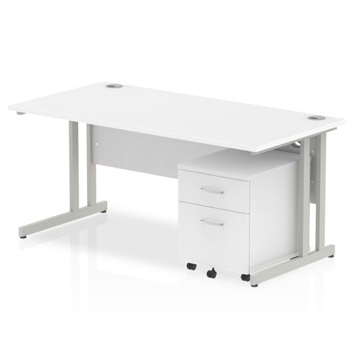 Impulse 1600x800 Desk WH SL 2 Drw Ped