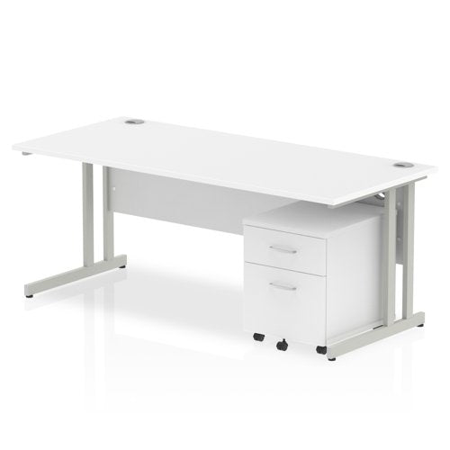 Impulse 1800x800 Desk WH SL 2 Drw Ped