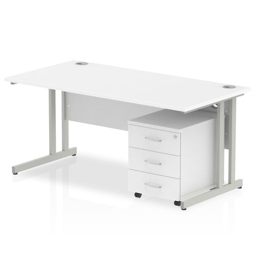 Impulse 1800x800 Desk WH SL 3 Drw Ped