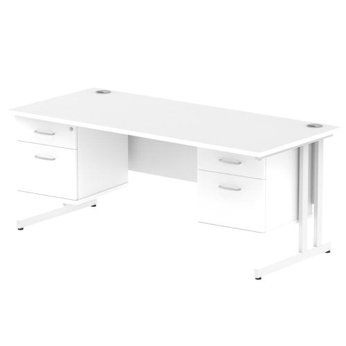 Impulse 1800X800 Desk WHWH 2X2 FixPed