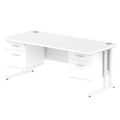 Impulse 1800X800 Desk WHWH 2X2 FixPed