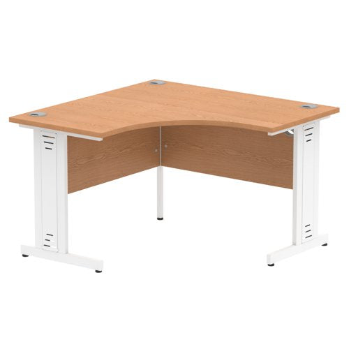 Impulse 1200 Crn Desk Oak WH Cbl Leg