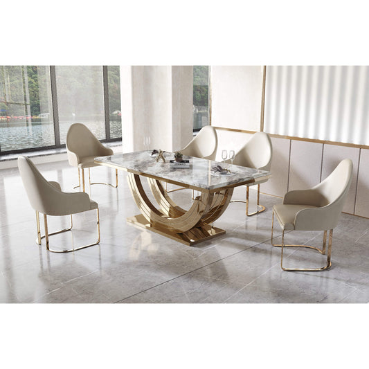 Midas Marble Dining Table with Stainless Steel Base Gold