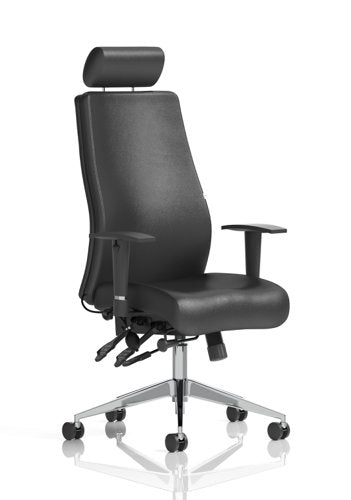 Onyx Leather wHeadrest wArms BK