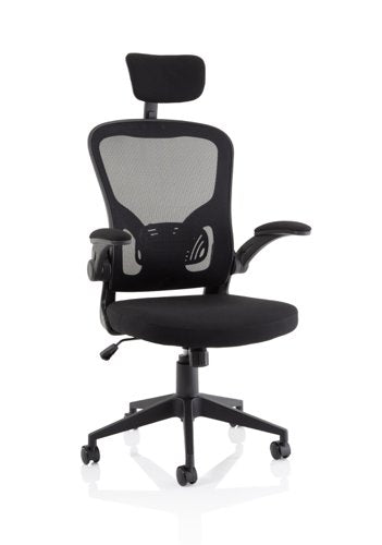 Ace Exec Mesh Chair Fold Arms Black