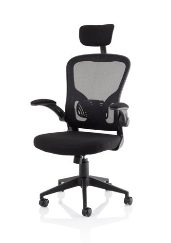 Ace Exec Mesh Chair Fold Arms Black