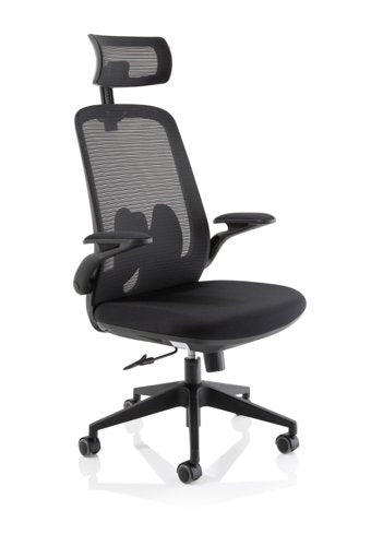 Sigma Exec Mesh Chair Fold Arms Black
