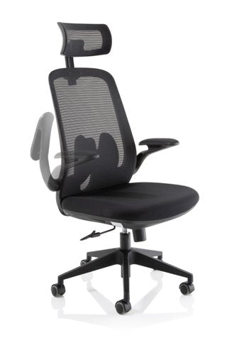 Sigma Exec Mesh Chair Fold Arms Black