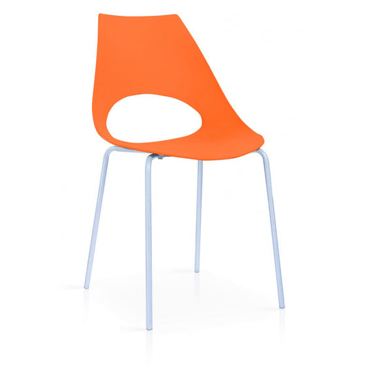 Orchard Plastic (PP) Chairs Orange with Metal Legs Chrome 6s