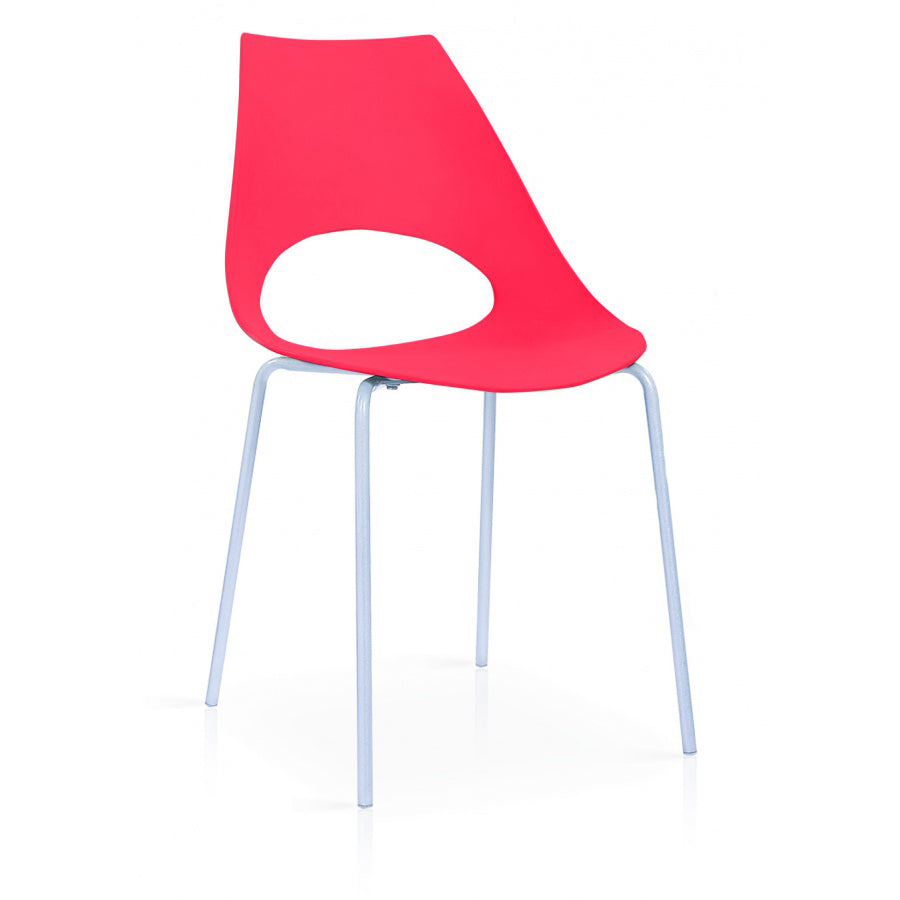 Orchard Plastic (PP) Chairs Red with Metal Legs Chrome 6s