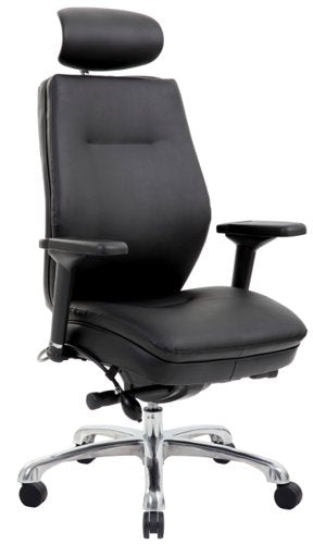 Domino Chair wHeadrest Leather BK