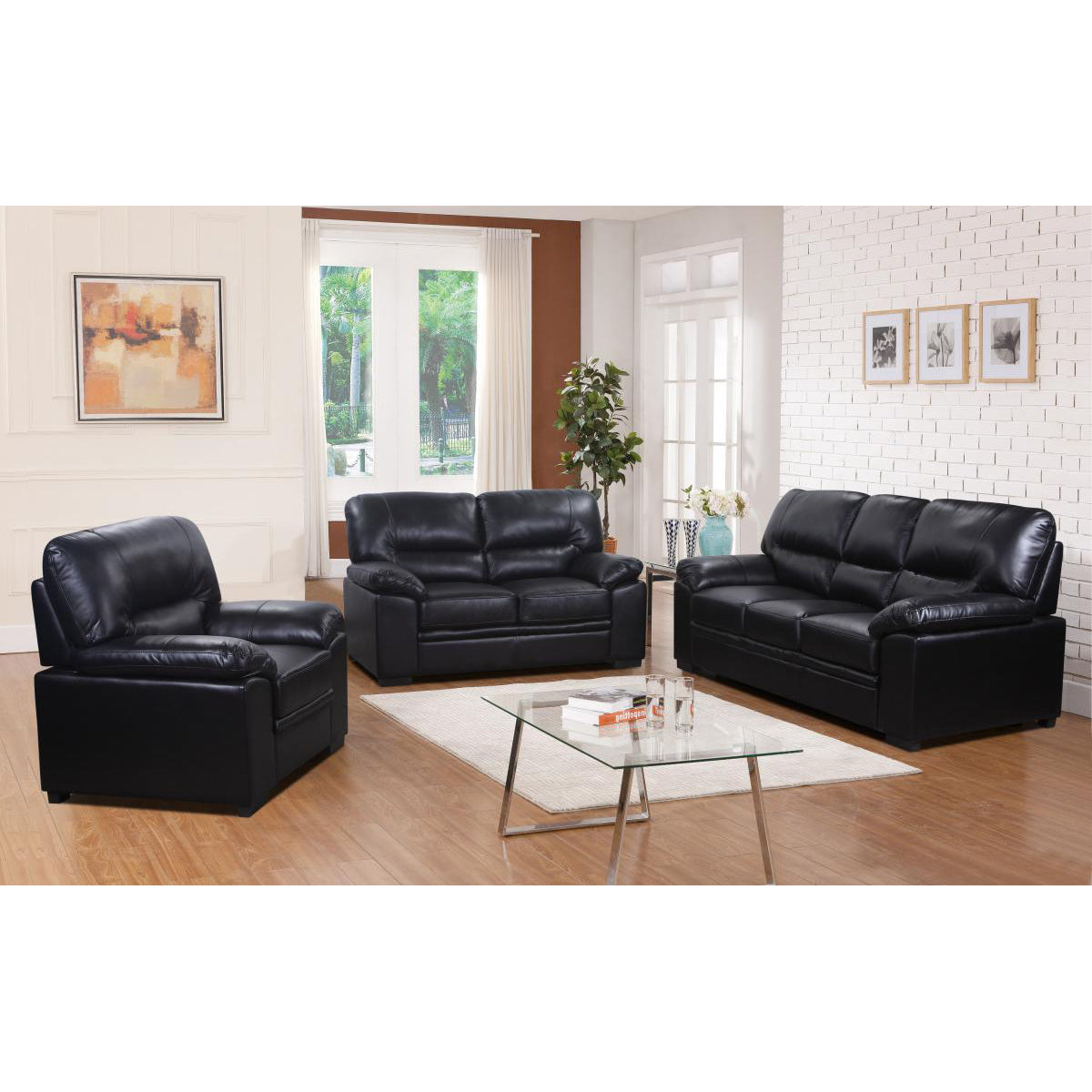 Rachel Sofa LeatherGel & PU 1 Seater Black