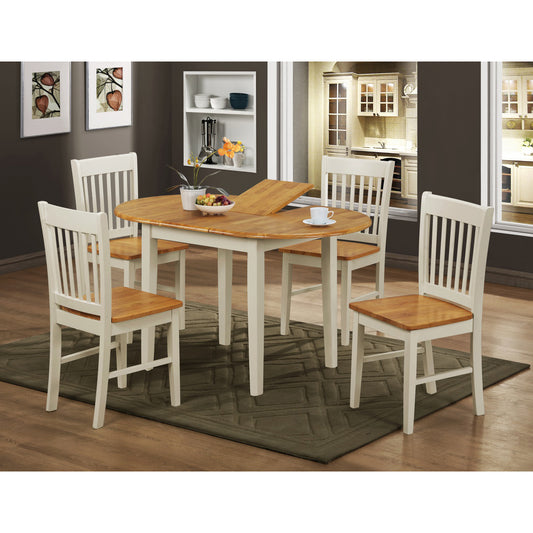 Stacey White Extending Dining Set with 4 Chairs Nat.&White